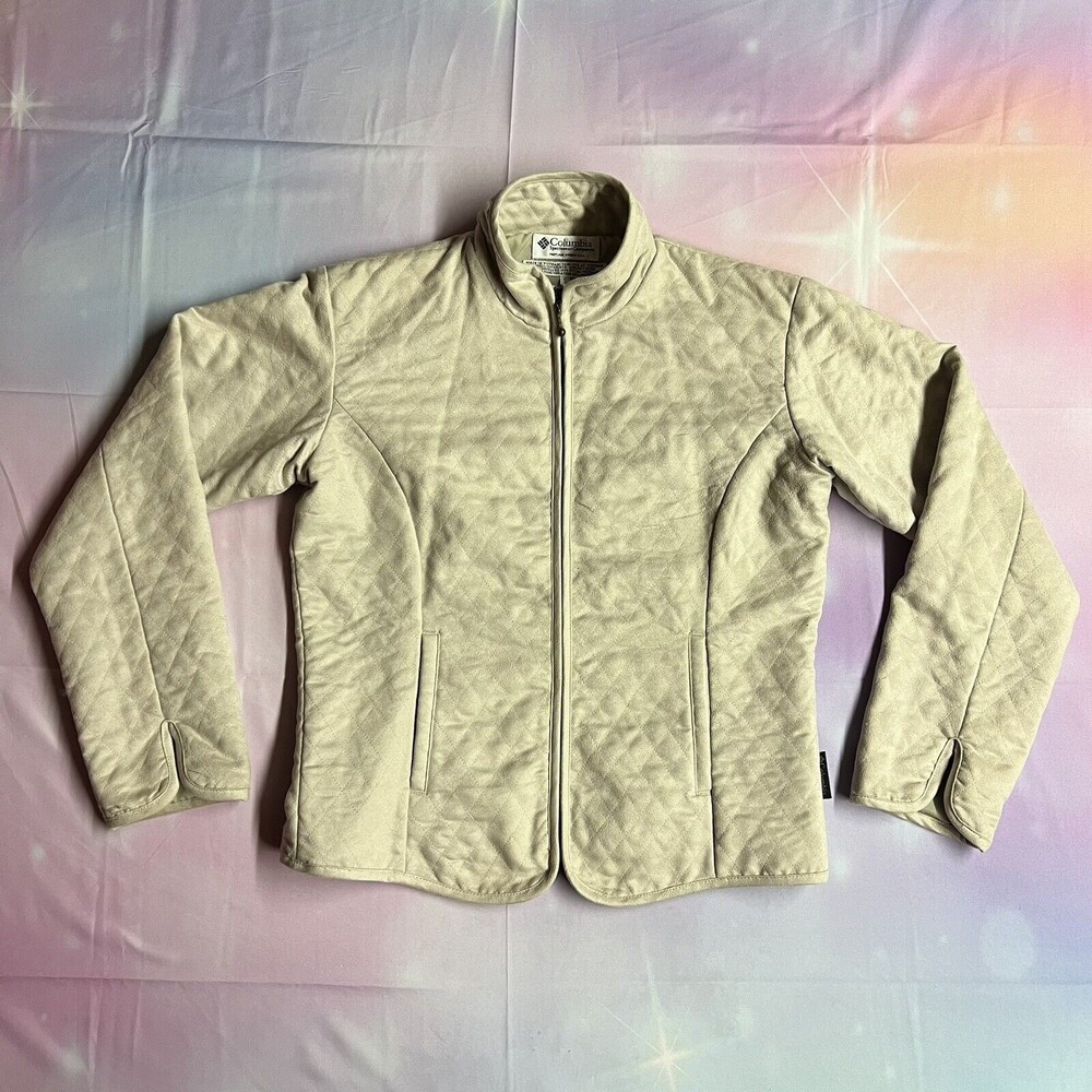 Columbia Quilted Soft Suede Khaki Women's Jacket Zip Up Size Small